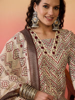 Amazing Beige Color Silk Fabric Plazzo Suit