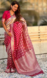 Ideal Pink Color Banarasi Fabric Partywear Saree