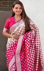 Ideal Pink Color Banarasi Fabric Partywear Saree