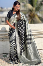 Ideal Black Color Banarasi Fabric Partywear Saree