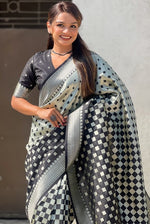 Ideal Black Color Banarasi Fabric Partywear Saree
