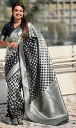 Ideal Black Color Banarasi Fabric Partywear Saree
