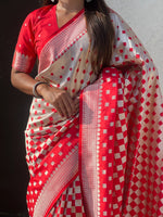Ideal Red Color Banarasi Fabric Partywear Saree