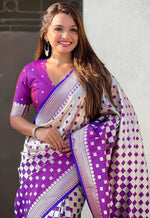 Ideal Purple Color Banarasi Fabric Partywear Saree