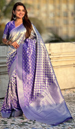 Ideal Purple Color Banarasi Fabric Partywear Saree