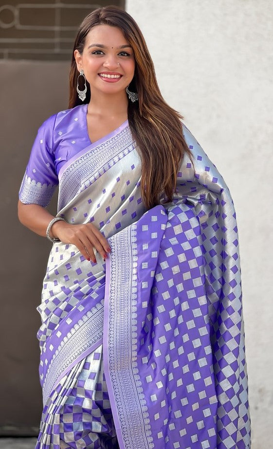 Ideal Purple Color Banarasi Fabric Partywear Saree
