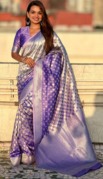 Ideal Purple Color Banarasi Fabric Partywear Saree
