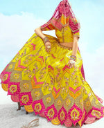 Divine Yellow Color Silk Fabric Party Wear Lehenga