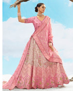 Divine Pink Color Silk Fabric Party Wear Lehenga