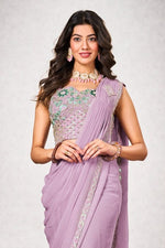 Pretty Pink Color Georgette Fabric Readymade Saree