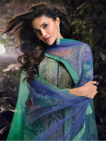 Tasteful Green Color Chinon Fabric Plazzo Suit