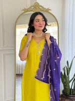 Divine Yellow Color Chanderi Fabric Designer Suit