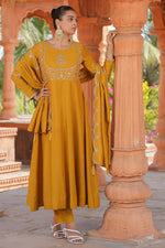 Divine Mustard Color Vichitra Fabric Designer Suit