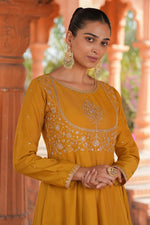 Divine Mustard Color Vichitra Fabric Designer Suit