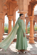 Divine Green Color Vichitra Fabric Designer Suit