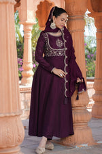 Divine Voilet Color Vichitra Fabric Designer Suit