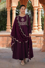 Divine Voilet Color Vichitra Fabric Designer Suit