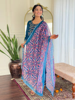 Divine Teal Color Chanderi Fabric Designer Suit