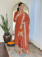 Amazing Orange Color Vichitra Fabric Designer Suit