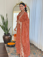 Amazing Orange Color Vichitra Fabric Designer Suit