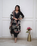 Amazing Black Color Viscose Fabric Designer Suit