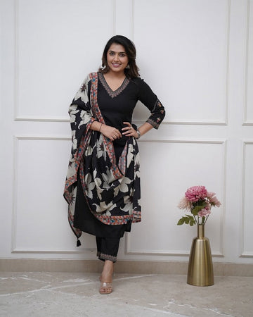 Amazing Black Color Viscose Fabric Designer Suit
