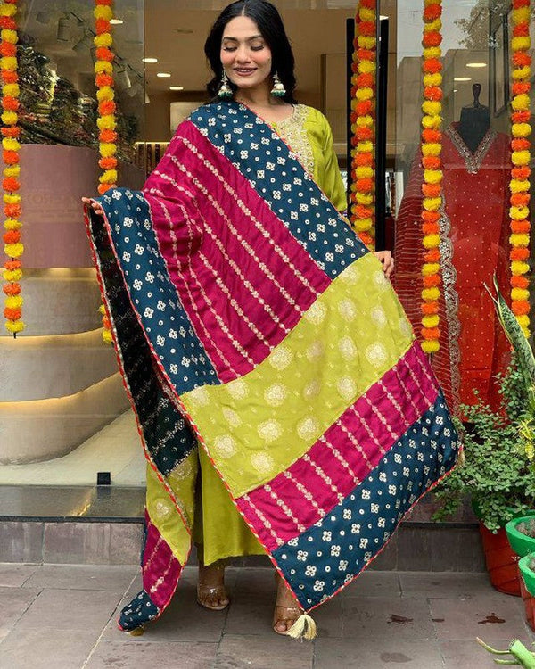 Amazing Green Color Viscose Fabric Designer Suit