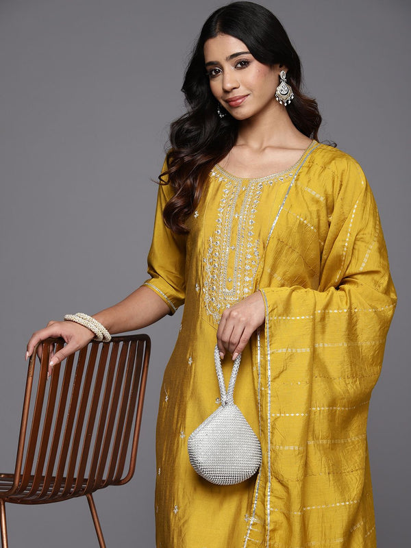 Amazing Mustard Color Viscose Fabric Designer Suit