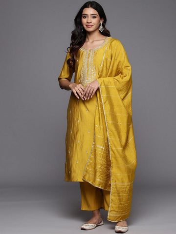 Amazing Mustard Color Viscose Fabric Designer Suit