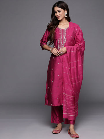 Amazing Pink Color Viscose Fabric Designer Suit
