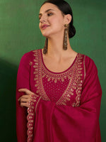 Amazing Magenta Color Vichitra Fabric Designer Suit
