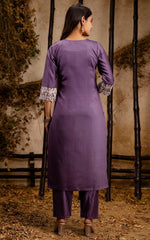 Striking Purple Color Silk Fabric Designer Suit