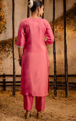 Striking Peach Color Silk Fabric Designer Suit