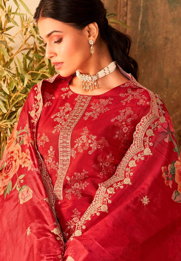 Tasteful Maroon Color Viscose Fabric Designer Suit