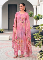 Tasteful Pink Color Georgette Fabric Designer Suit