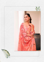 Tasteful Peach Color Georgette Fabric Designer Suit