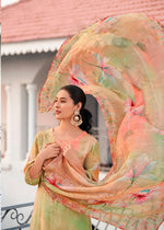Tasteful Green Color Georgette Fabric Designer Suit