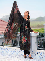 Tasteful Black Color Georgette Fabric Designer Suit