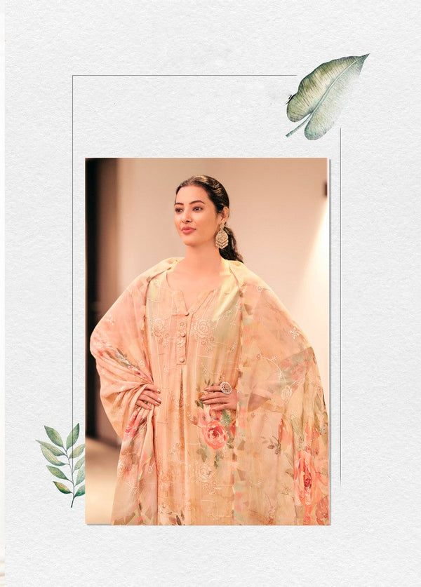 Tasteful Beige Color Georgette Fabric Designer Suit