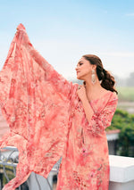 Tasteful Peach Color Georgette Fabric Designer Suit