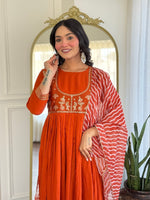Divine Orange Color Viscose Fabric Readymade Suit