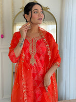 Divine Orange Color Crepe Fabric Readymade Suit