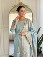 Divine Grey Color Viscose Fabric Readymade Suit