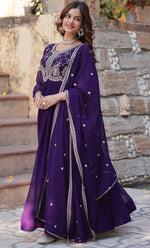 Beautiful Purple Color Georgette Fabric Gown