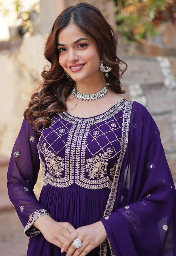 Beautiful Purple Color Georgette Fabric Gown