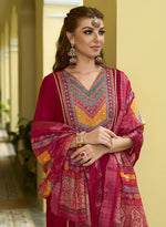 Dazzling Pink Color Vichitra Fabric Designer Suit