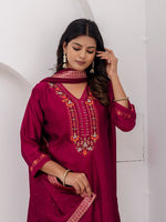 Dazzling Magenta Color Vichitra Fabric Designer Readymade Suit