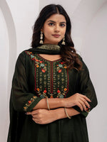 Dazzling Green Color Vichitra Fabric Designer Readymade Suit