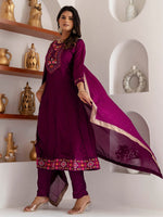 Dazzling Purple Color Vichitra Fabric Designer Readymade Suit