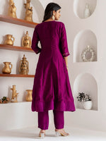 Dazzling Purple Color Vichitra Fabric Designer Readymade Suit